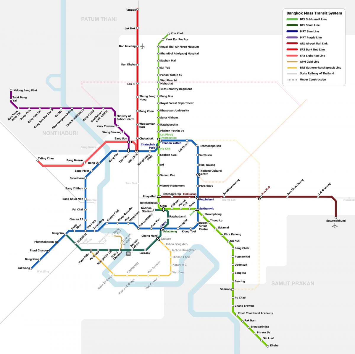 Bangkok (Krung Thep) metro stations map