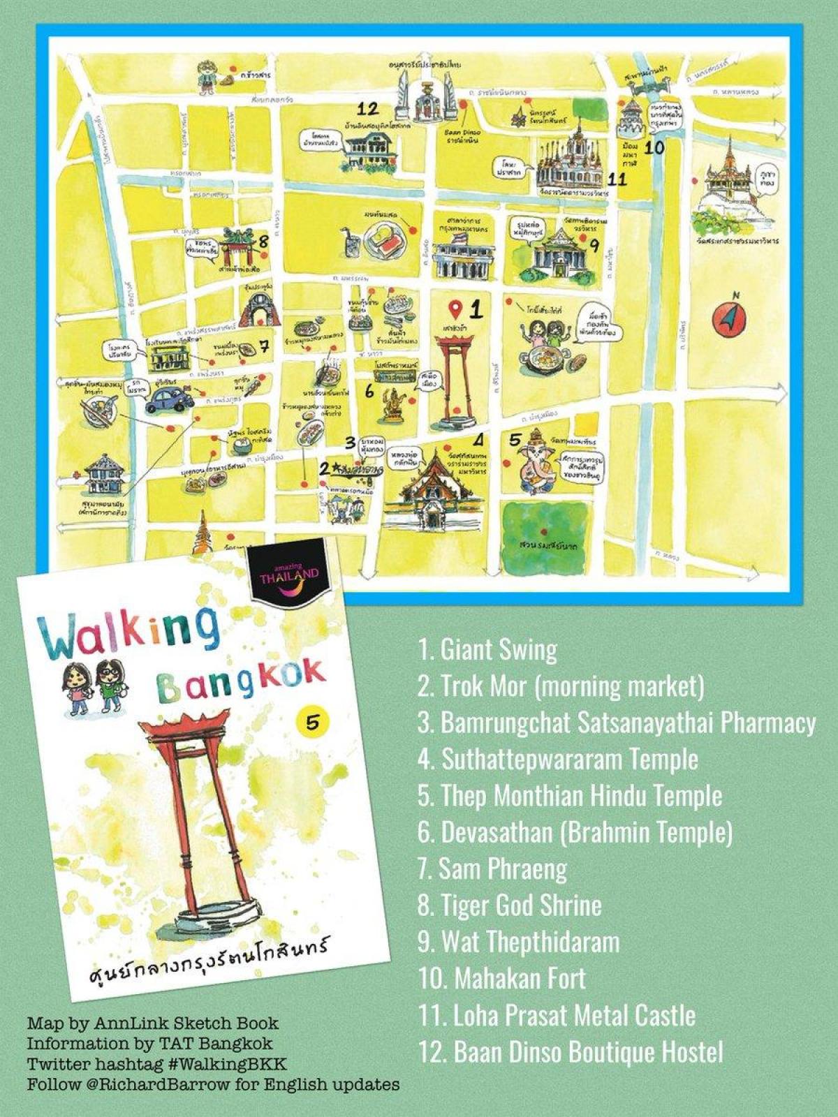 Bangkok (Krung Thep) walking tours map
